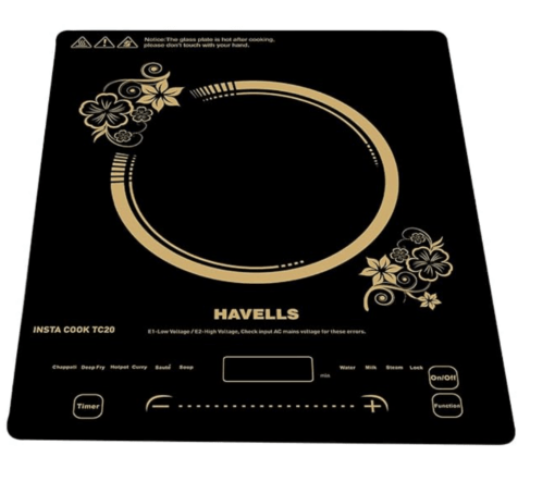Havells Induction Glass Ceramic Cooktop Tc20 With 9 Cooking Modes Bis Approved 2000 Watt With 3 Year Coil Warranty - Black